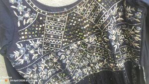 Embellished Navy Blue naira cut plazo dupatta