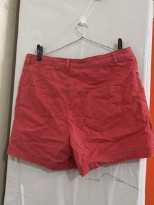 Coral Denim Button-Front Shorts