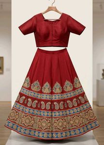 Elegant Red Lehenga Choli with Golden Dupatta