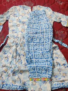 Blue &amp; White Printed Kurta Set