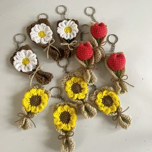 Handmade Crochet Flower Keychains