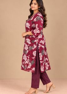 Maroon Floral Kurta Set