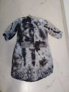 Unique Tie-Dye Shirt Dress with Embellishments