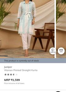 Elegant Blue &amp; White Short Kurta