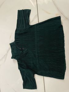Pleated Mock Neck Top