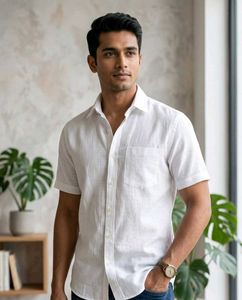Classic White Short Sleeve Button-Up Shirt