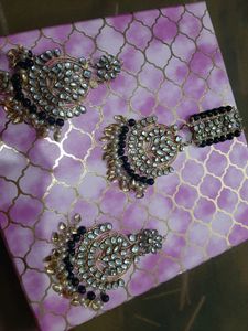 Twinkling Glittering Maangtika &amp; Earrings