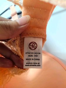 Pretty Peach Lace Trim Bra