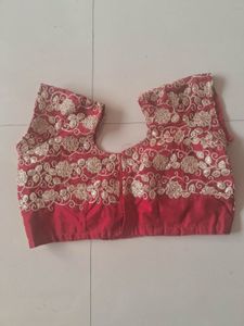 Embroidered Red Silk Blouse