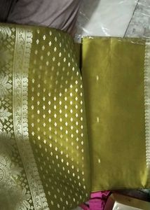 brand new Elegant Olive Green Silk Saree
