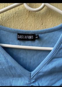Set Of 2 pinteresty Black and blue V-Neck ribbed
