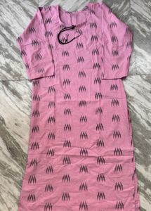 Pink Printed Cotton Kurta