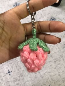 Handmade Crochet Strawberry Keychain