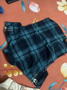 Kids Plaid Shirt and Cargo Shorts Set