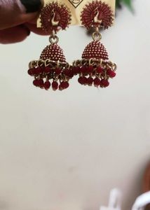 Red Jhumka Earrings