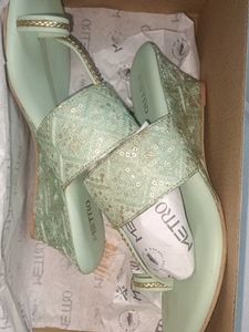 Women's Embellished Mint Green Sandals