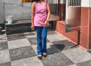 Pink Embroidered Sleeveless Kurta Top