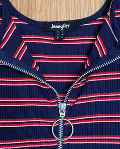 Striped Zip-Up Crop Tank