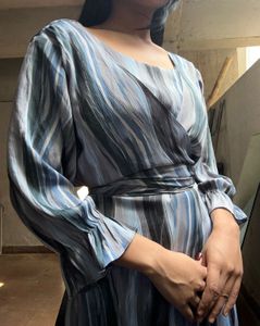 Elegant Striped Wrap Dress
