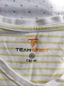 White And Lime Colour Striped Tshirt