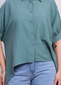 Shein Green Button-Down Shirt