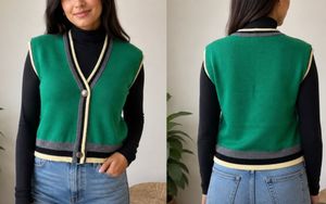 Green Knit Sweater Vest
