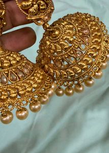 Stunning Gold Tone Jhumka Earrings