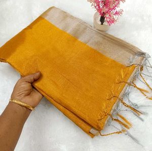 Vibrant Yellow tissue Saree