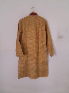 Gold Yellow Brocade Design Kurta (Men's)