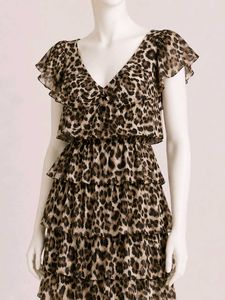 Chic Leopard Print Ruffle Dress