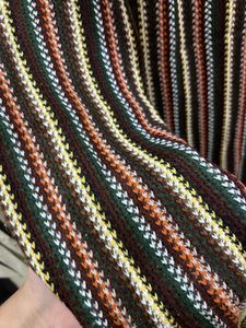 Striped Knitted Scarf with Fringe