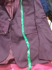 Men's Burgundy Shawl Collar Blazer
