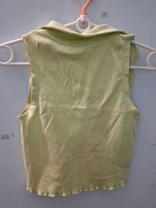 Cute Light Green Collared Top