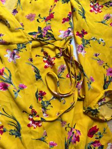 Yellow Floral Wrap Dress
