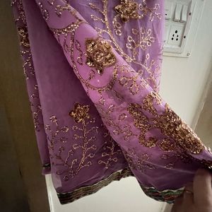 Beautiful Purple Embroidered Saree