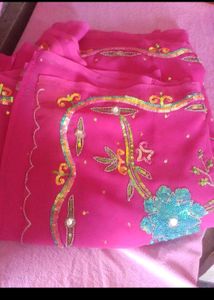 Pink Embroidered Saree