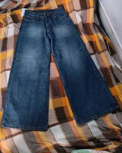 Wide Leg Blue Denim Jeans
