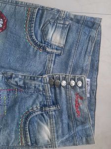 Stylish Hand-painted and embroidered Denim Jeans