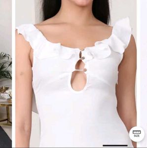 XS size Chic White Ruffle Mini Dress