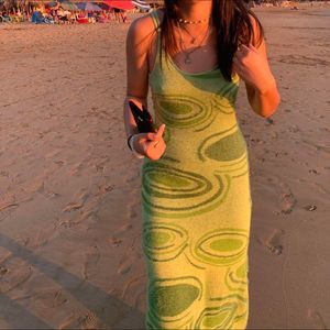 Pintresty fuzzy Green Patterned Maxi Dress
