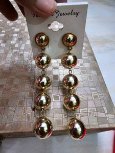 Gold Tone Dangle Ball Earrings