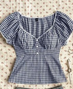 Gingham Puff Sleeve Top