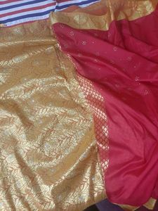 Women's Traditional Art Silk Saree Kanjivaram Style With Blouse Color:Gold