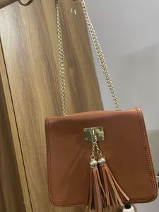 Brown Faux Leather Crossbody Bag
