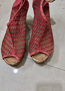Pink Fishnet Heels
