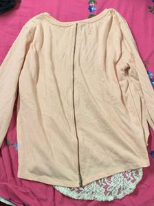 Pink White Lace Full Sleeve Tshirt