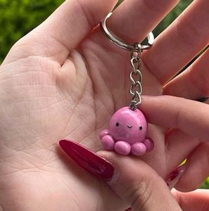 Cute Pink Octopus Keychain