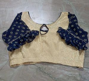 Elegant Cream n Navy Blue Blouse