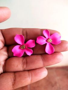 Magnolia Shaped Pink Earrings