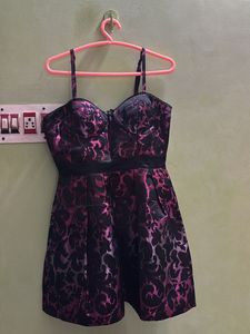 Elegant Black & Pink Floral Print Dress